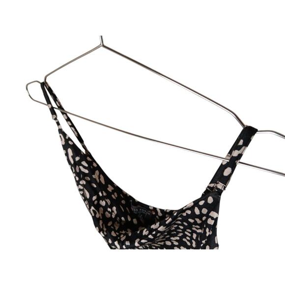 Dress Forum Black White Animal Print Slip Mini Dress Satin Cowl Neck Adjustable - Picture 6 of 11